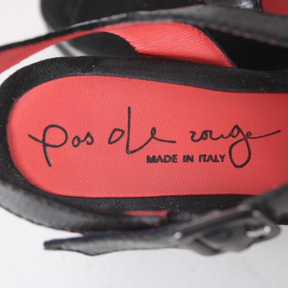 Pas De Rouge Wedge Heels Camoscio Dover Sz 39 Black Suede Leather 2.5" Heel - Picture 10 of 14